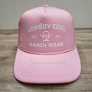 Cowboy Cool Ranch Hand Hat Cap Snapback Pink Foam Mesh Trucker OS Adjustable